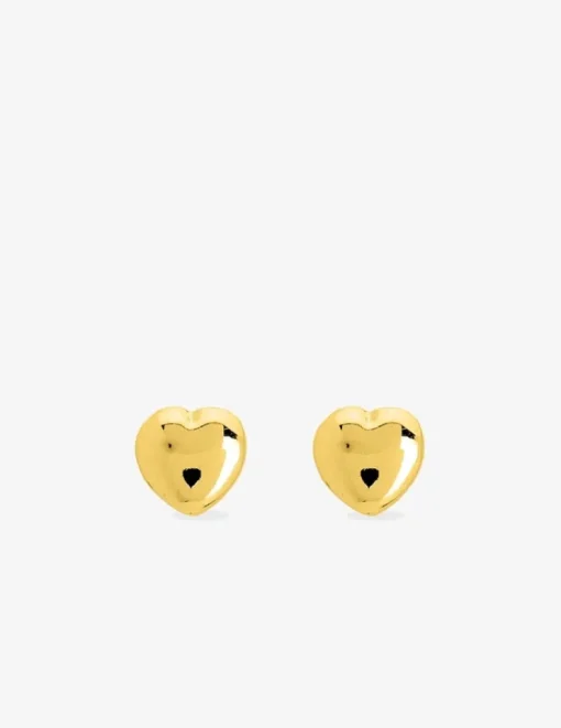 Boucles d'oreilles cœur plein or jaune 750 ‰ SO OR