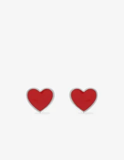 Boucles d'oreilles cœurs argent 925 ‰ laque rouge SO OR