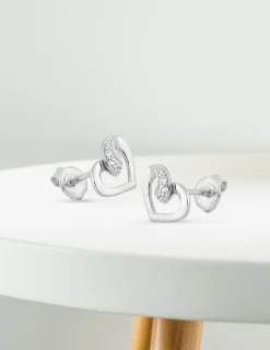 Boucles d'oreilles cœurs argent rhodié 925‰ oxyde de zirconium SO OR