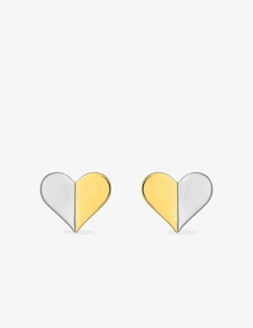 Boucles d'oreilles cœurs bicolores or 375‰ SO OR