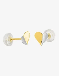 Boucles d'oreilles cœurs bicolores or 375‰ SO OR