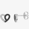 Boucles d'oreilles cœurs bicolores argent rhodié 925‰ avec oxyde de zirconium SO OR