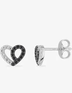 Boucles d'oreilles cœurs bicolores argent rhodié 925‰ avec oxyde de zirconium SO OR