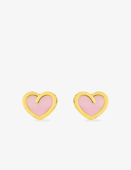 Boucles d'oreilles cœurs or jaune 375‰ et laque SO OR