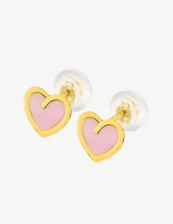 Boucles d'oreilles cœurs or jaune 375‰ et laque SO OR