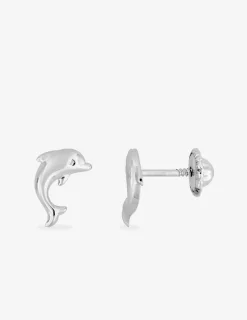 Boucles d'oreilles dauphin or blanc 375‰ SO OR