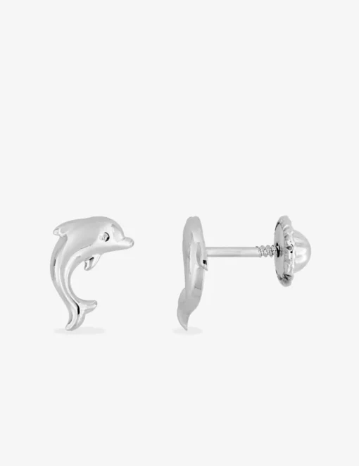 Boucles d'oreilles dauphin or blanc 375‰ SO OR