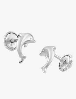 Boucles d'oreilles dauphin or blanc 375‰ SO OR