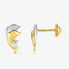 Boucles d'oreilles dauphin bicolores or 750 ‰ SO OR