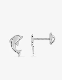 Boucles d'oreilles dauphin or blanc 750 ‰ SO OR