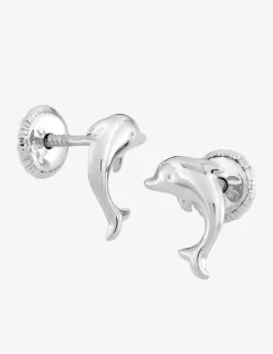 Boucles d'oreilles dauphin or blanc 750 ‰ SO OR