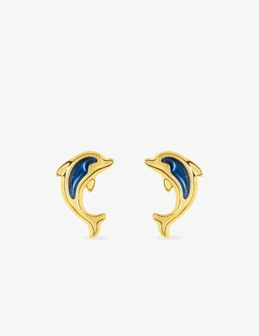 Boucles d'oreilles dauphin or jaune 375‰ et laque SO OR
