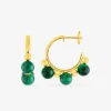 Boucles d'oreilles demi-créoles or jaune 750 ‰ et malachite SO OR