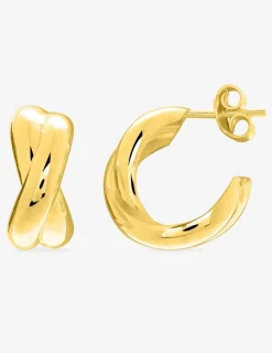 Boucles d'oreilles demi-créoles double anneau croisé plaqué or SO OR