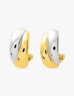 Boucles d'oreilles demi-créoles électroformées or jaune 750 ‰ et rhodium SO OR