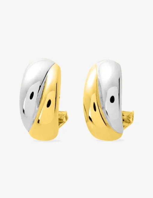Boucles d'oreilles demi-créoles électroformées or jaune 750 ‰ et rhodium SO OR