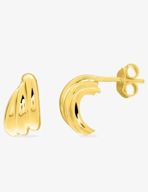 Boucles d'oreilles demi-créoles triple anneau plaqué or SO OR
