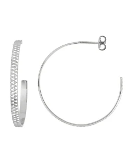 Boucles d'oreilles demi-créoles en argent 925 ‰ rhodié SO OR