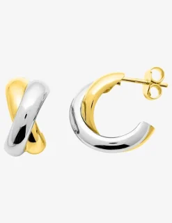 Boucles d'oreilles demi-créoles plaqué or et rhodium SO OR