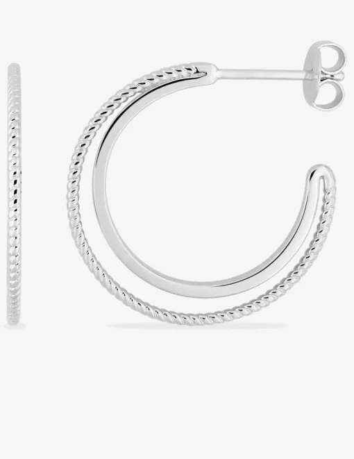 Boucles d'oreilles demi-créoles en argent 925 ‰ rhodié SO OR