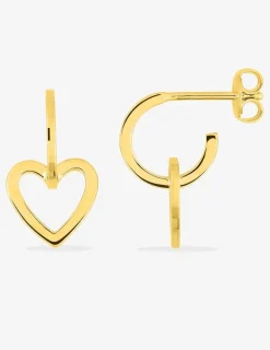 Boucles d'oreilles demi-créoles en plaqué or, motif cœur SO OR