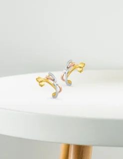 Boucles d'oreilles demi-créoles en or 375‰ et oxyde de zirconium SO OR