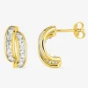 Boucles d'oreilles demi-créoles en or jaune 375‰ et oxyde de zirconium SO OR