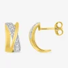 Boucles d'oreilles demi-créoles en or jaune 375‰ et oxyde de zirconium SO OR