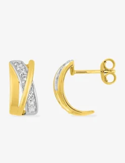 Boucles d'oreilles demi-créoles en or jaune 375‰ et oxyde de zirconium SO OR