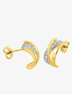 Boucles d'oreilles demi-créoles en or jaune 375‰ et oxyde de zirconium SO OR