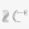 Boucles d'oreilles demi-créoles en or blanc 375‰ et oxyde de zirconium SO OR