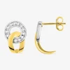 Boucles d'oreilles demi-créoles en or jaune 375‰ et oxyde de zirconium SO OR