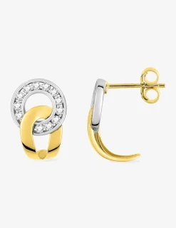 Boucles d'oreilles demi-créoles en or jaune 375‰ et oxyde de zirconium SO OR