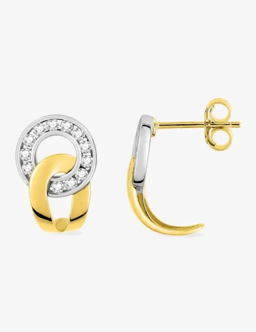 Boucles d'oreilles demi-créoles en or jaune 375‰ et oxyde de zirconium SO OR