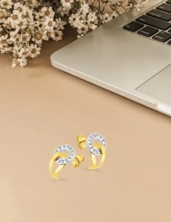 Boucles d'oreilles demi-créoles en or jaune 375‰ et oxyde de zirconium SO OR
