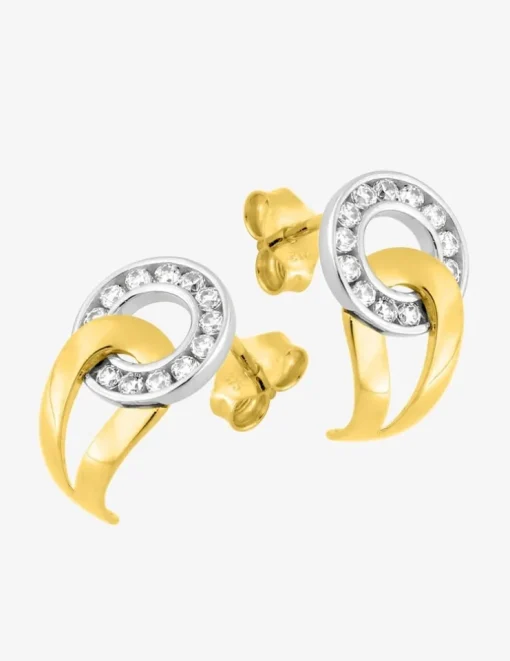 Boucles d'oreilles demi-créoles en or jaune 375‰ et oxyde de zirconium SO OR