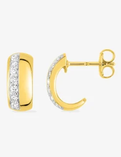 Boucles d'oreilles demi-créoles bicolores plaqué or, rhodium et oxyde de zirconium SO OR