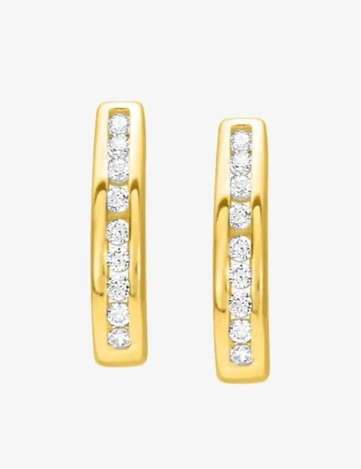Boucles d'oreilles demi-créoles plaqué or et oxydes de zirconium SO OR