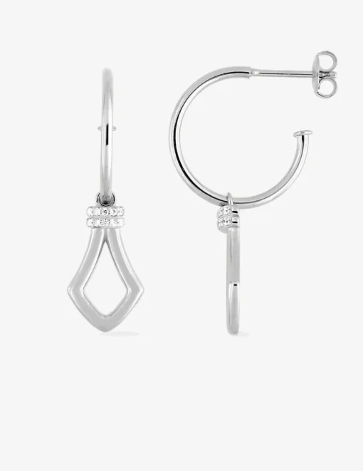 Boucles d'oreilles demi-créoles en argent 925 ‰ rhodié et oxydes de zirconium SO OR