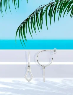Boucles d'oreilles demi-créoles en argent 925 ‰ rhodié et oxydes de zirconium SO OR