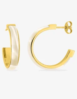 Boucles d'oreilles demi-créoles 25,5 mm en acier doré, acétate synthétique SO OR