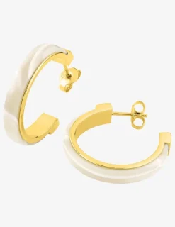 Boucles d'oreilles demi-créoles 25,5 mm en acier doré, acétate synthétique SO OR