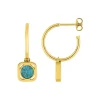 Boucles d'oreilles demi-créoles en plaqué or, turquoise bleue SO OR