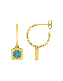 Boucles d'oreilles demi-créoles en plaqué or, turquoise bleue SO OR