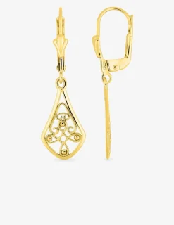 Boucles d'oreilles dormeuses or jaune 750 ‰ motif filigrane SO OR