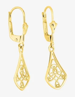 Boucles d'oreilles dormeuses or jaune 750 ‰ motif filigrane SO OR