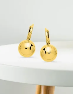 Boucles d'oreilles dormeuses or jaune 750 ‰ et boules 8 mm SO OR