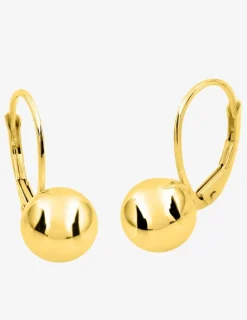 Boucles d'oreilles dormeuses or jaune 750 ‰ et boules 8 mm SO OR