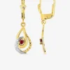 Boucles d'oreilles dormeuses or jaune 750 ‰, rubis et rhodium SO OR