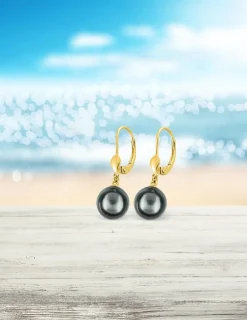 Boucles d'oreilles dormeuses or jaune 375‰ et perle 6 mm SO OR
